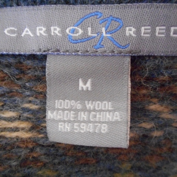 Size M 100% wool Blue grey brown Sweater Cardigan - Picture 6 of 7